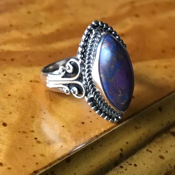 Mojave Purple Turquoise Sterling Silver Ring Size 5 - Picture 2 of 8
